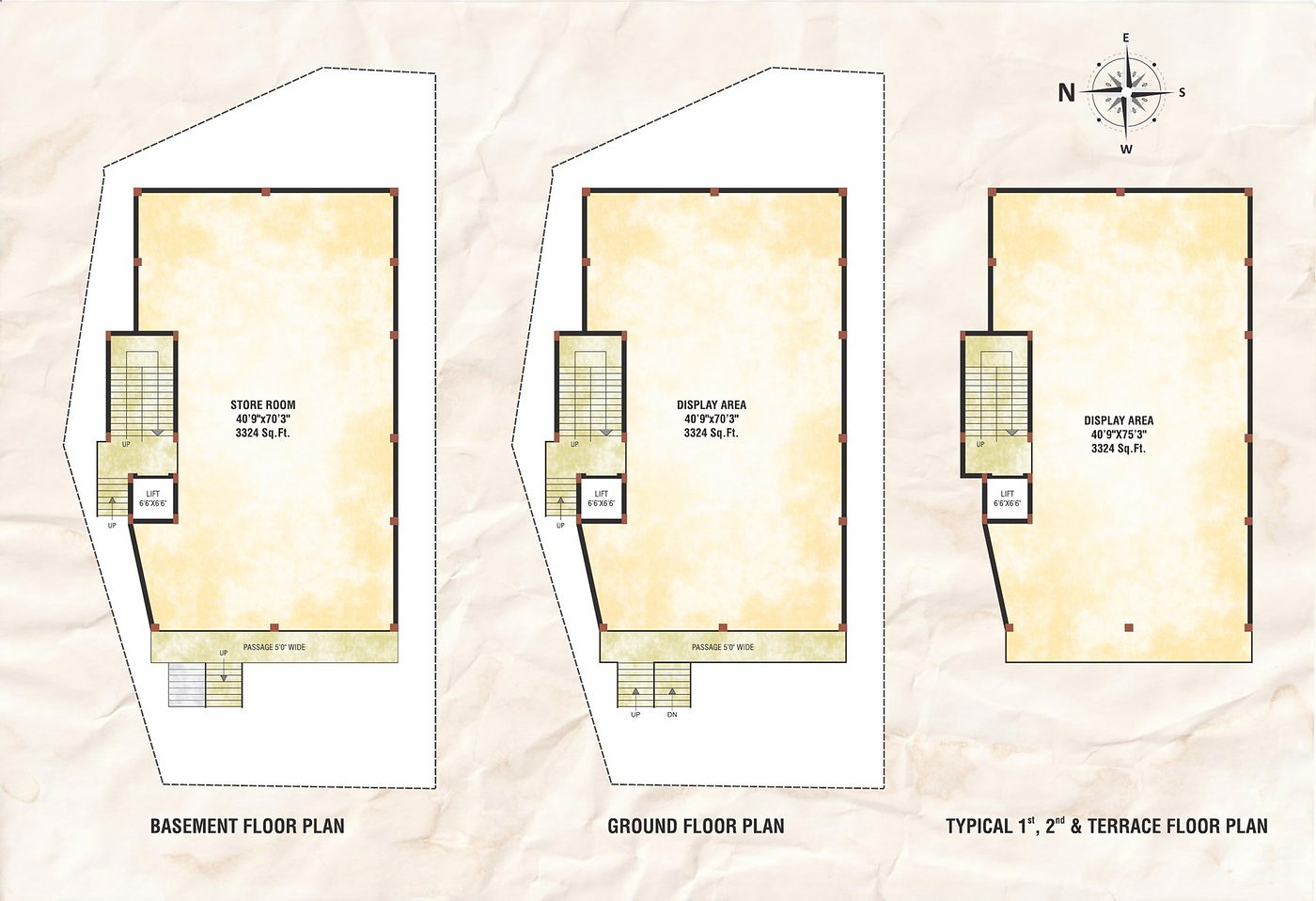 Shafcon Emporium basement, ground, typical, and terrace floor plans